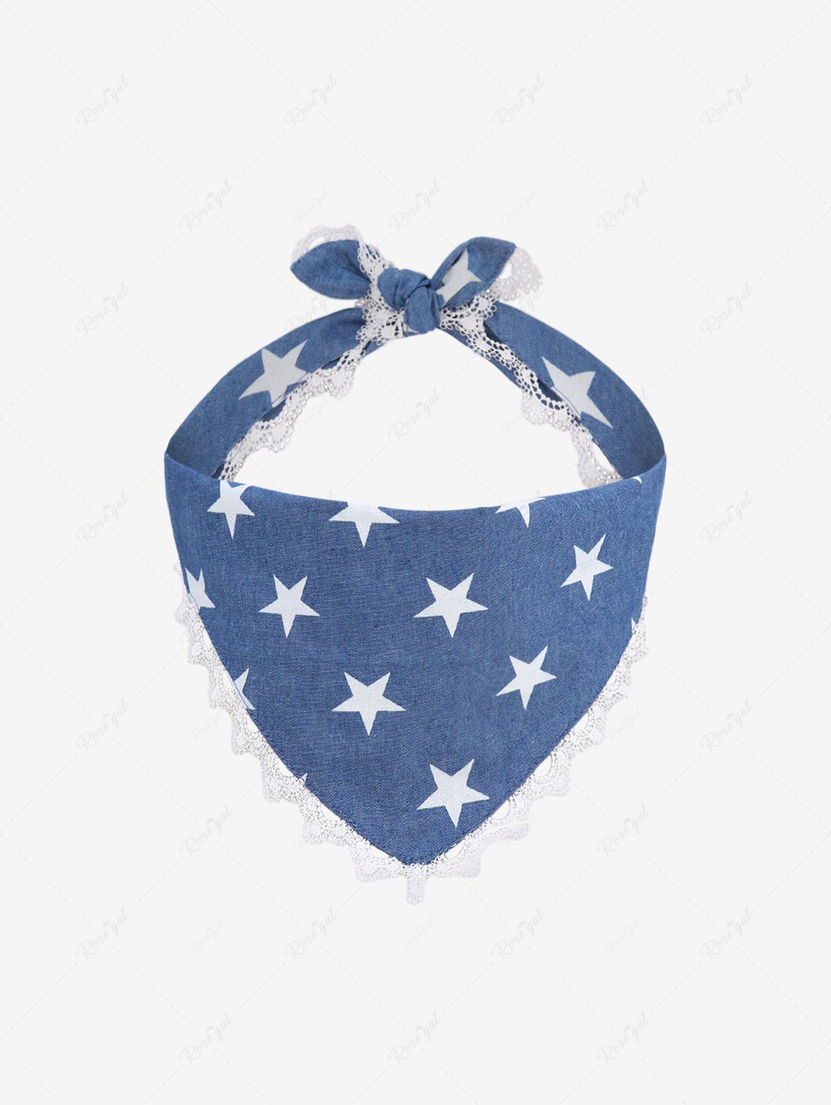 Pet's Star Denim 3D Printed Lace Trim Bandana