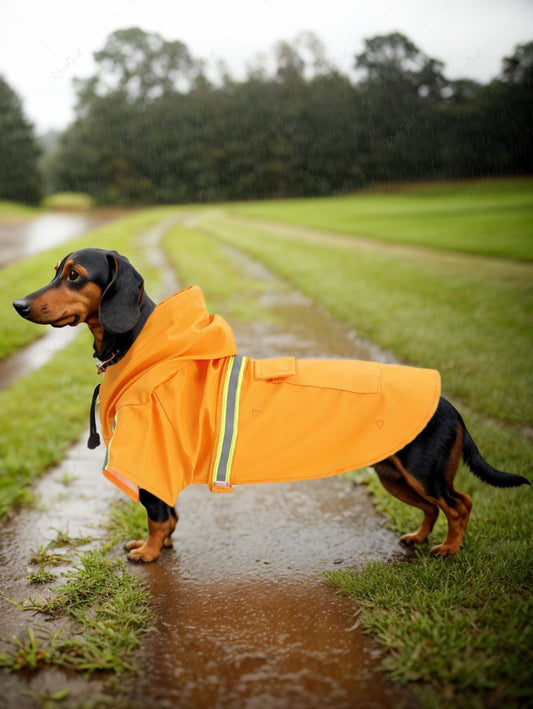 Pet's Reflective Waterproof Pocket Drawstring Hooded Raincoat