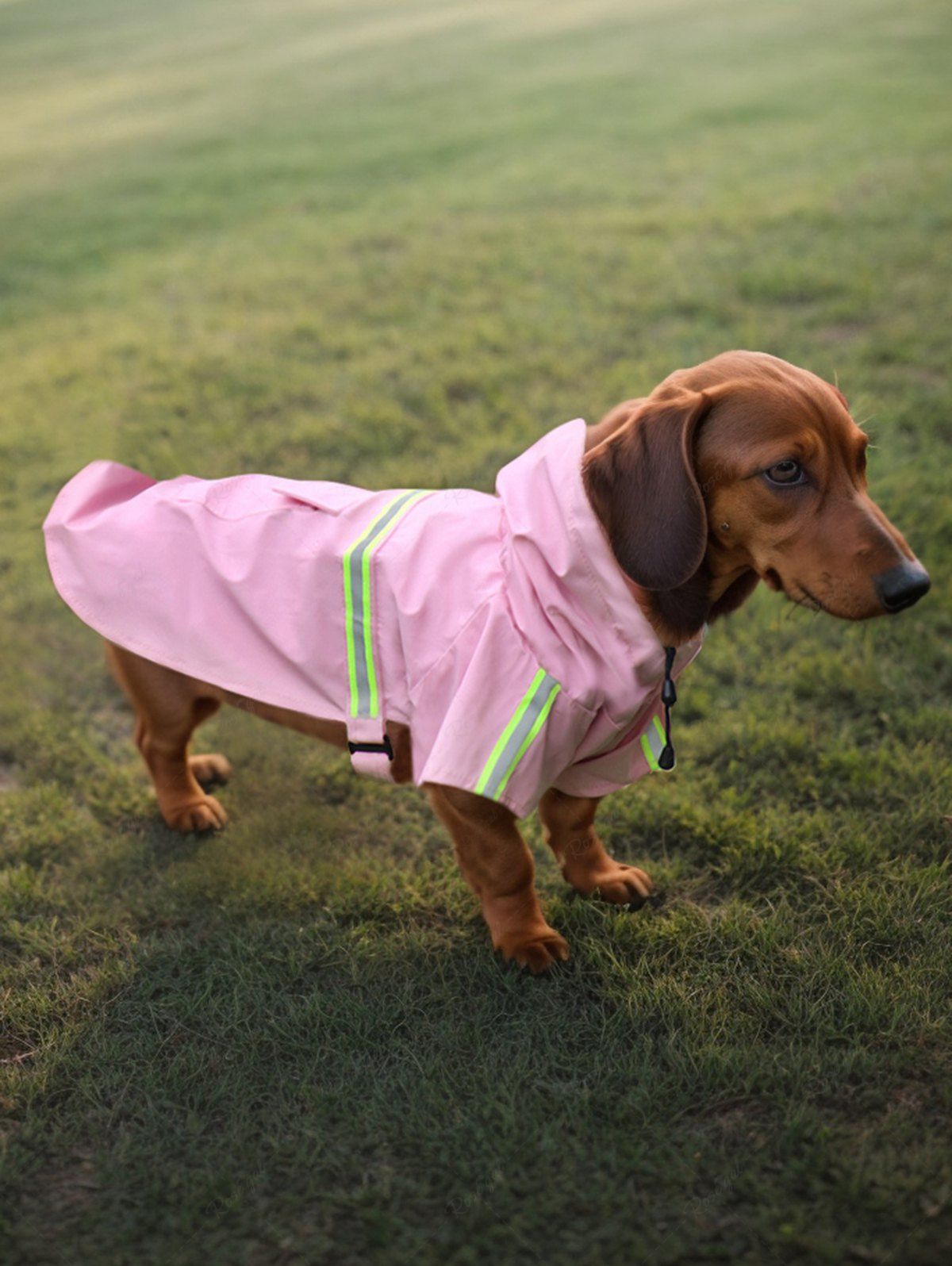 Pet's Reflective Waterproof Pocket Drawstring Hooded Raincoat