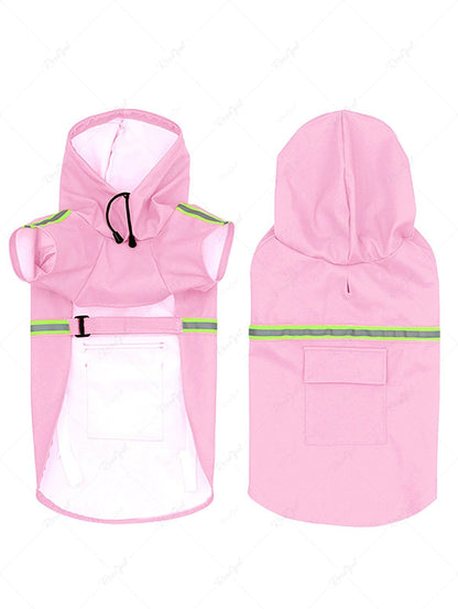 Pet's Reflective Waterproof Pocket Drawstring Hooded Raincoat