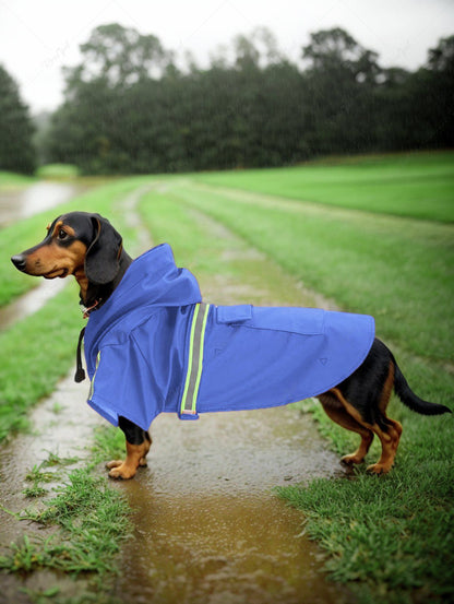 Pet's Reflective Waterproof Pocket Drawstring Hooded Raincoat