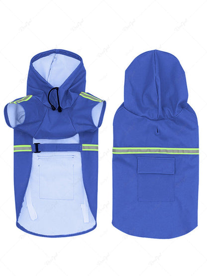 Pet's Reflective Waterproof Pocket Drawstring Hooded Raincoat