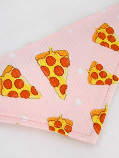 Pet's Pizza Printed Ribbed Push Buckle Waterproof Bandana Bibs