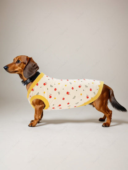 Pet's Flowers Printed Contrast Binding Vest