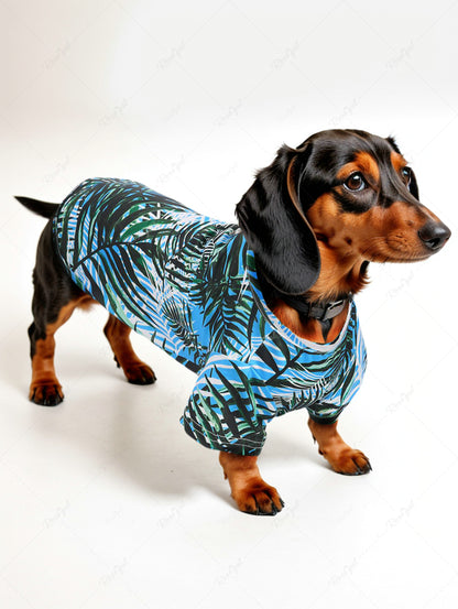 Pet's Tropical Leaf Printed Hawaii T-shirt