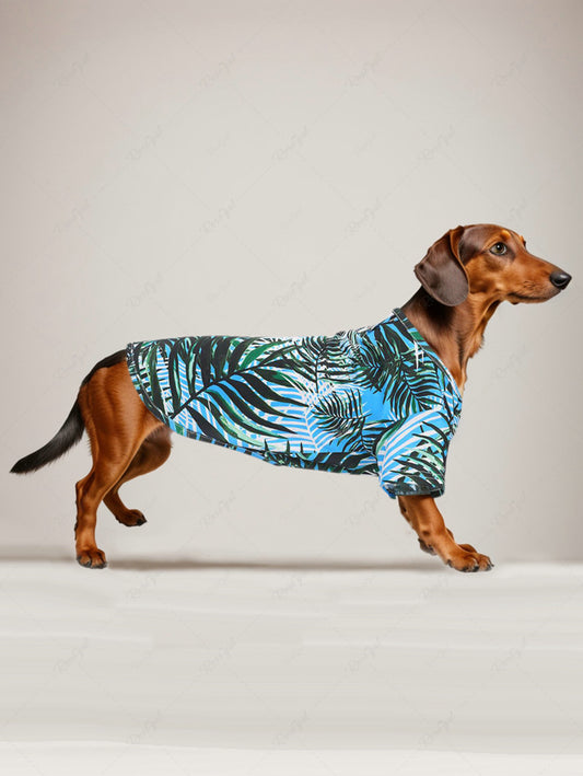 Pet's Tropical Leaf Printed Hawaii T-shirt