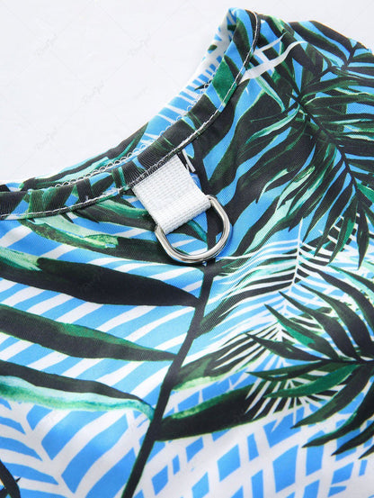 Pet's Tropical Leaf Printed Hawaii T-shirt