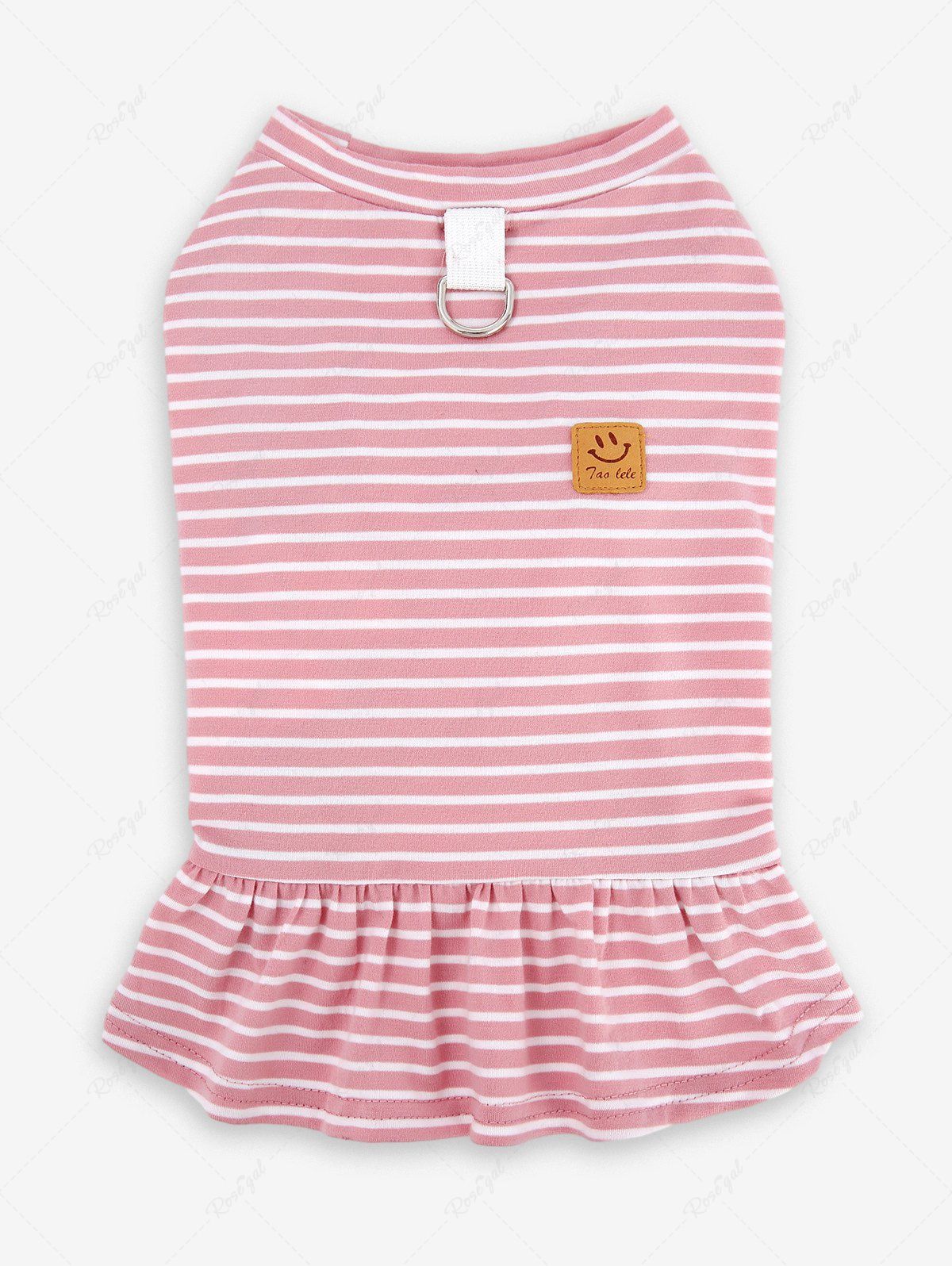 Pet's Striped Printed Smile Stickers Ruffles Top