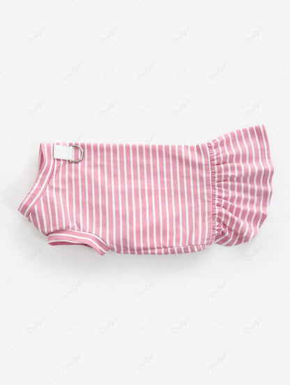 Pet's Striped Printed Smile Stickers Ruffles Top