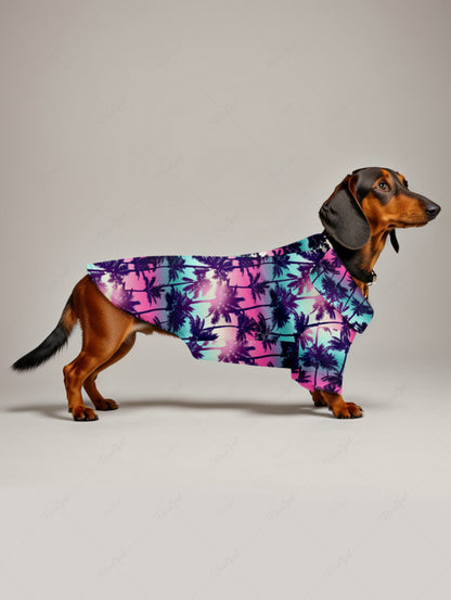 Pet's Coconut Tree Ombre Printed Hawaii Shirt