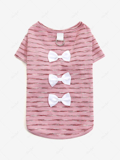 Pet's Striped Bowknot D-Ring T-shirt