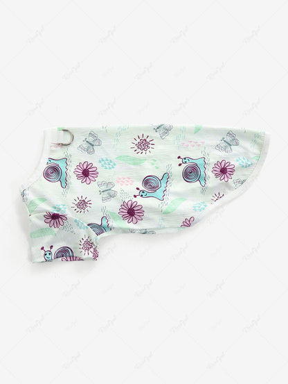 Pet's Snails Butterfly Flowers Printed Hawaii Top