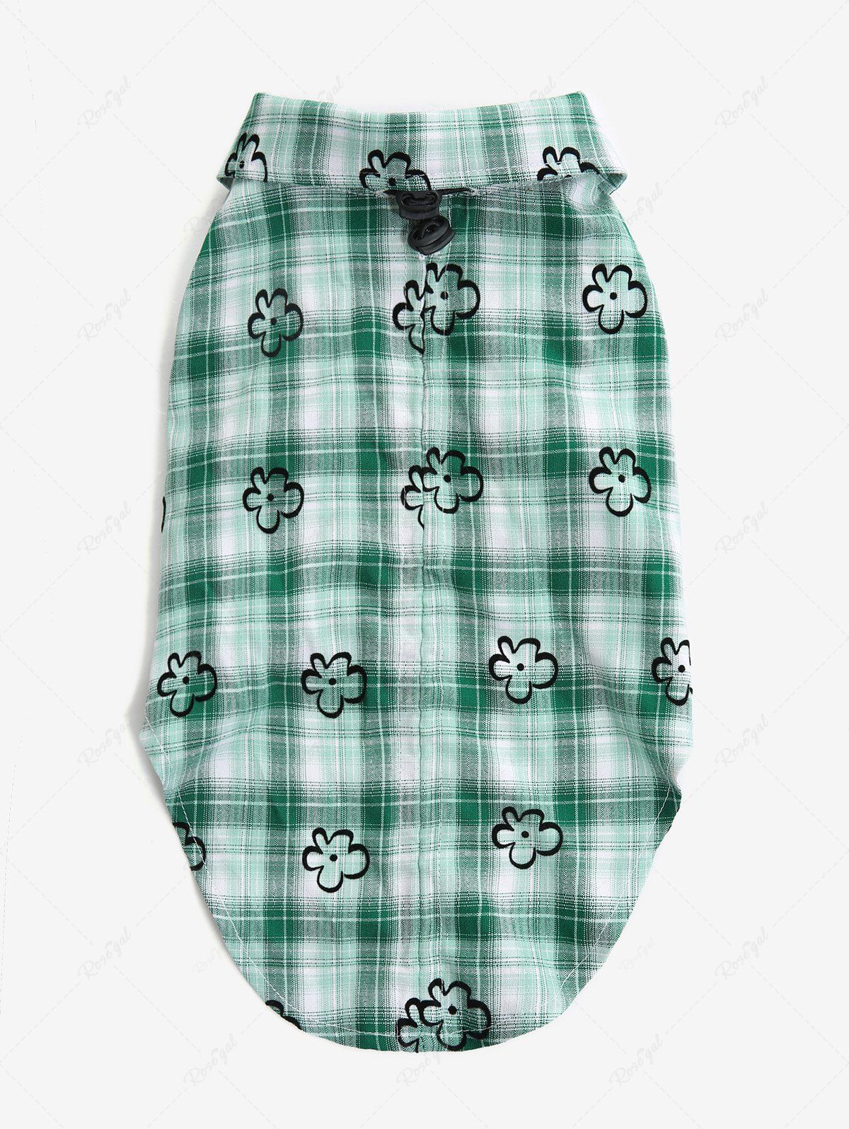 Pet's Plaid Floral Printed Toggle Drawstring O-Ring Stars Button Shirt