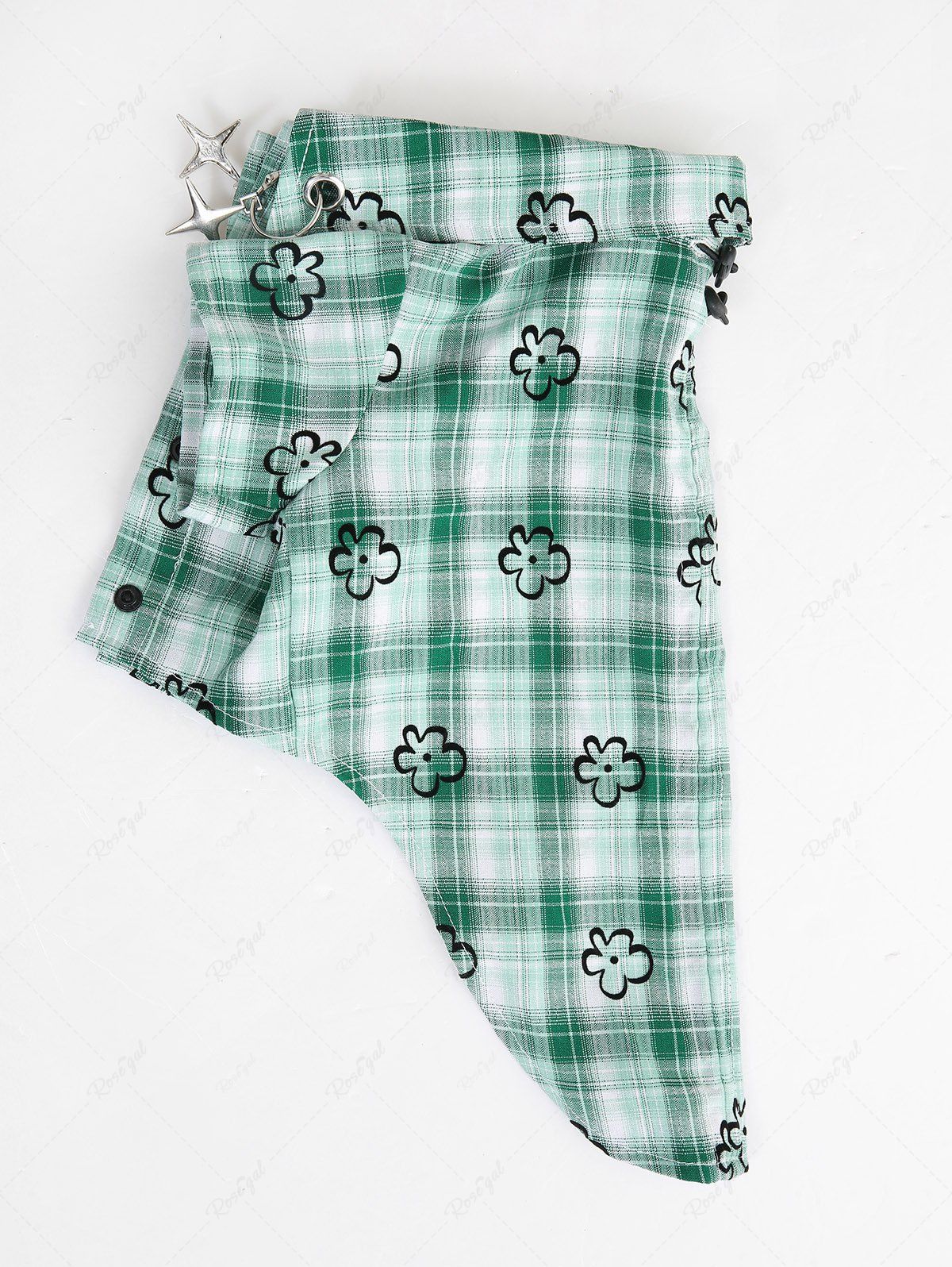 Pet's Plaid Floral Printed Toggle Drawstring O-Ring Stars Button Shirt