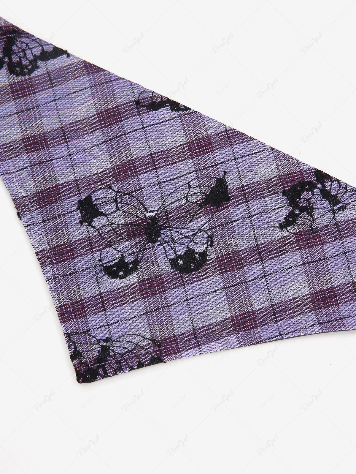 Pet's Butterfly Plaid Printed Push Buckle Bandana Bibs