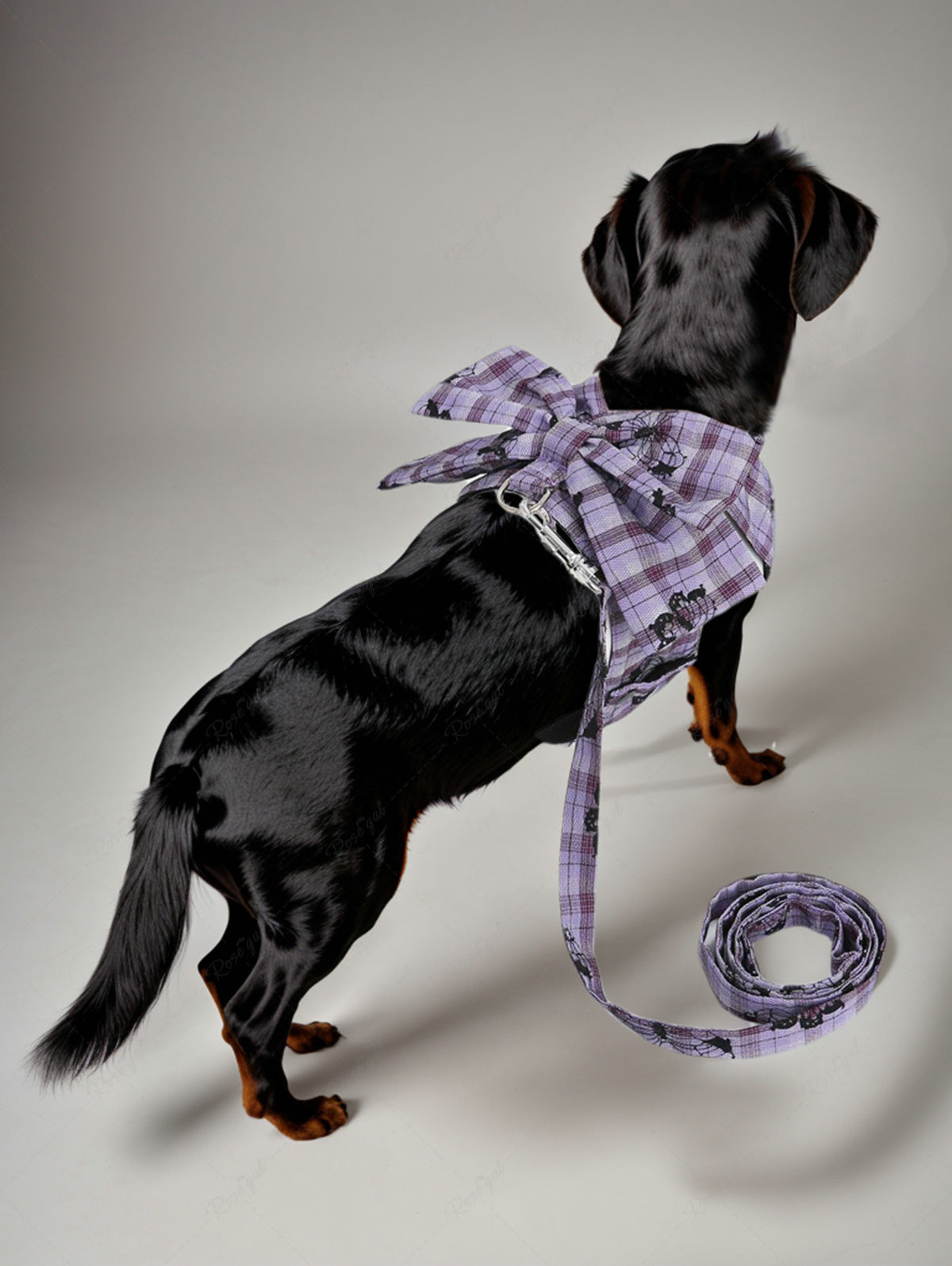 Pet's Butterfly Plaid Printed Bowknot Vest with Leash