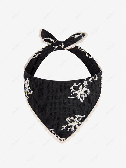 Pet's Floral Jacquard Textured Lace Trim Bandana Bibs