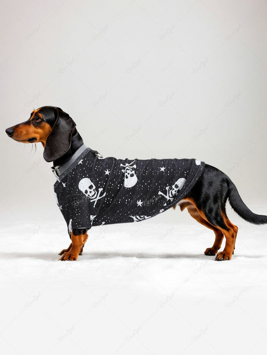 Pet's Halloween Skulls Printed Hollow Out Breathable T-shirt