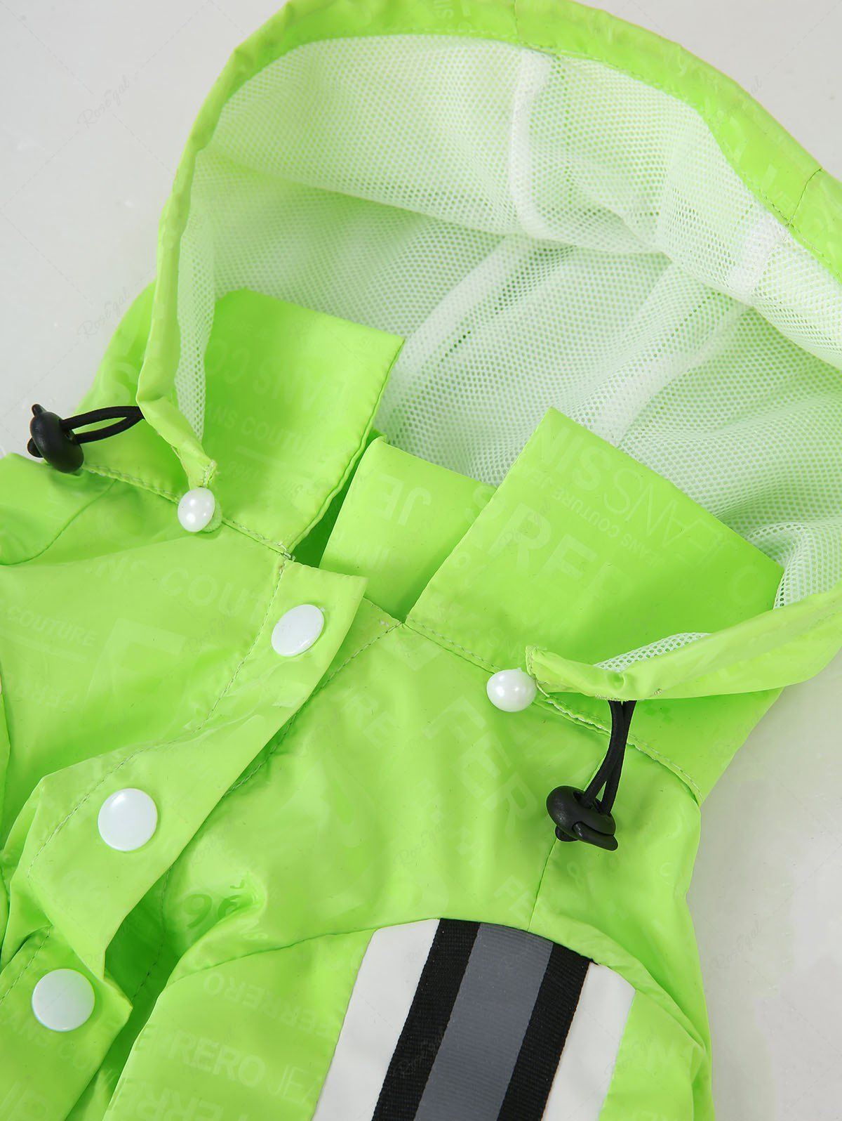 Pet's Letters Printed Reflective Strips Button Raincoat