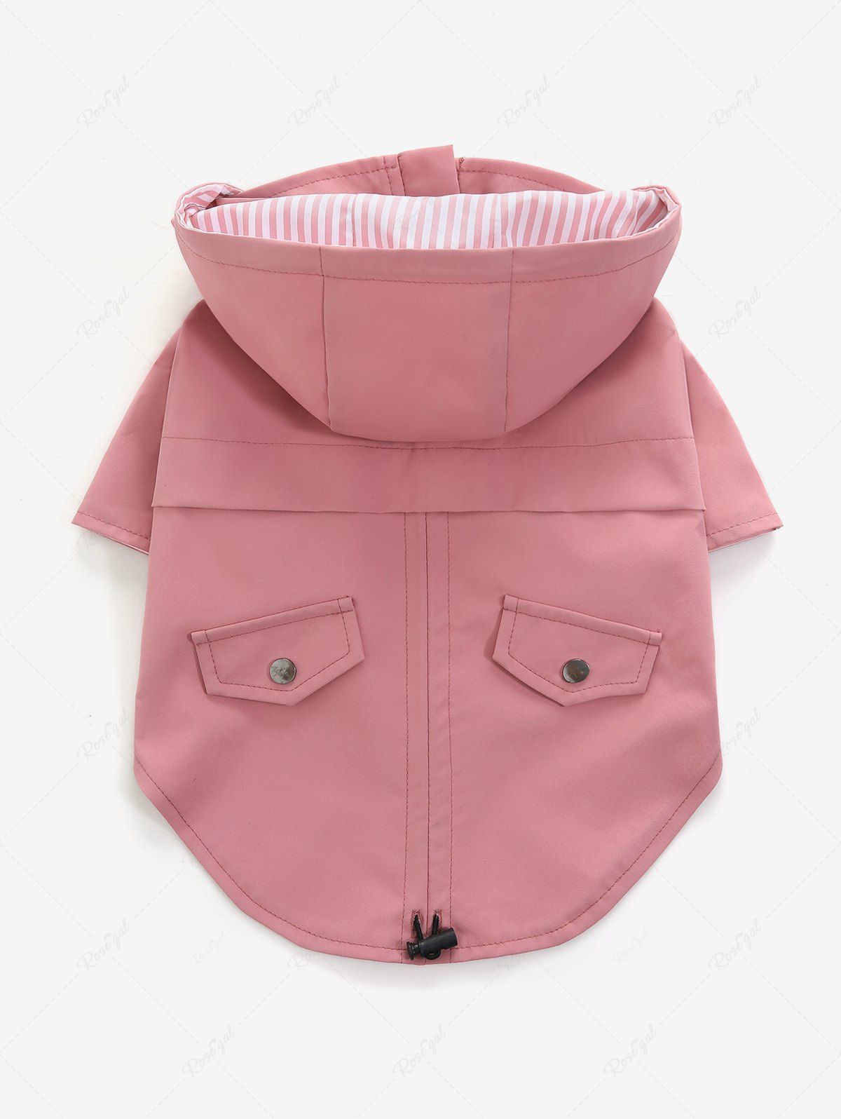 Pet's Zipper Toggle Drawstring Mock Pocket Buttons Waterproof Hooded Trench Coat