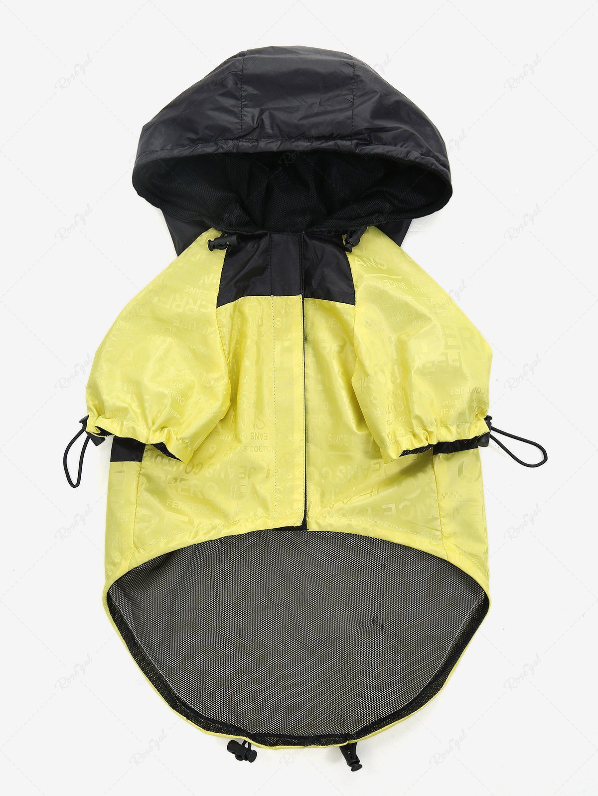 Pet's Letters Colorblock Patchwork Toggle Drawstring Hooded Raincoat