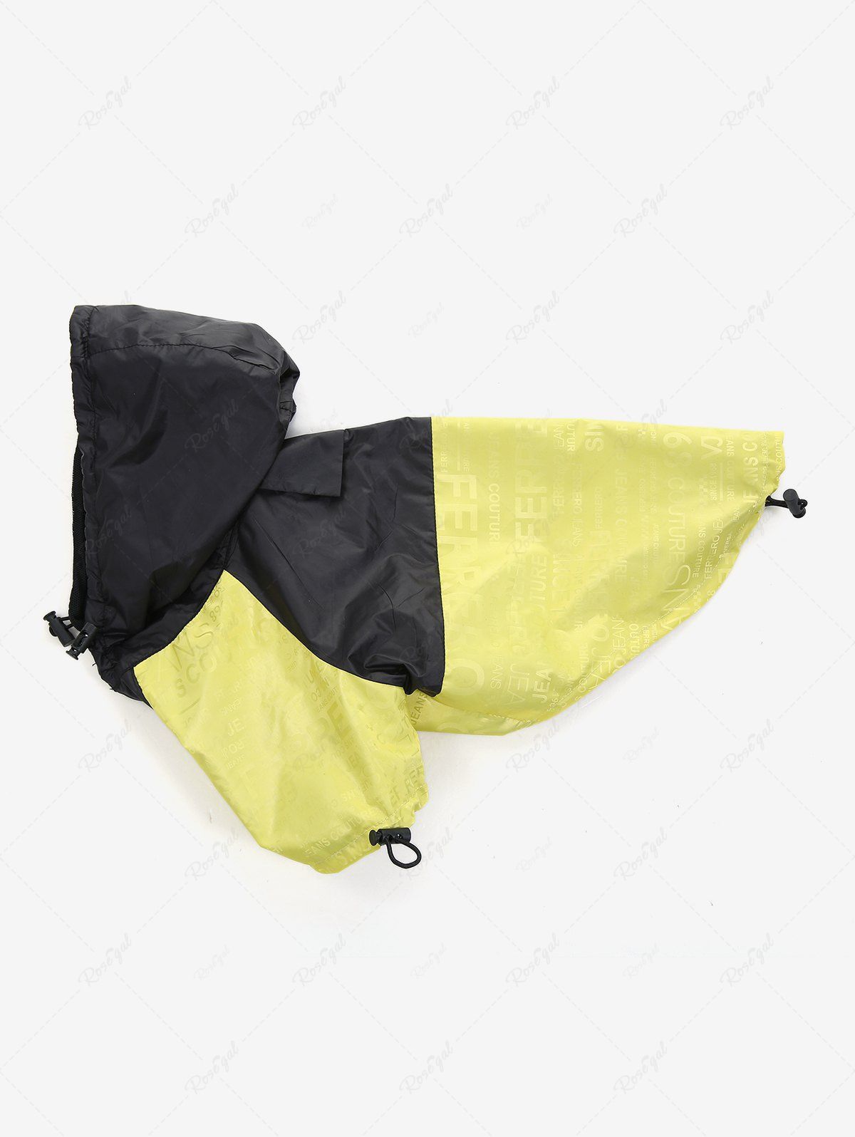 Pet's Letters Colorblock Patchwork Toggle Drawstring Hooded Raincoat