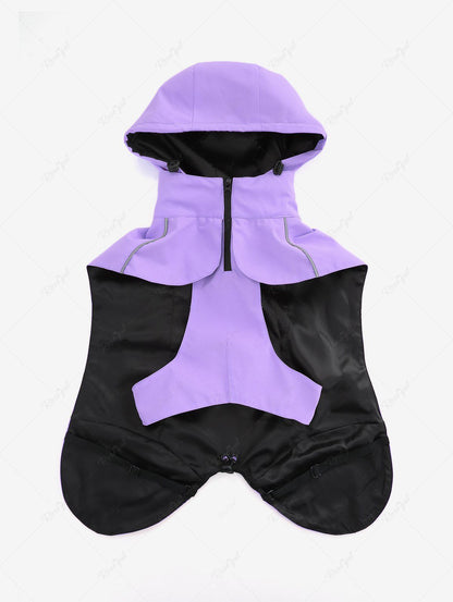 Pet's Zipper Toggle Drawstring Reflective Trim Push Buckle Waterproof Hooded Raincoat