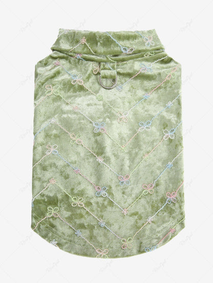 Pet's Turn-down Collar Button Floral Jacquard D-Ring Velvet Tank Top