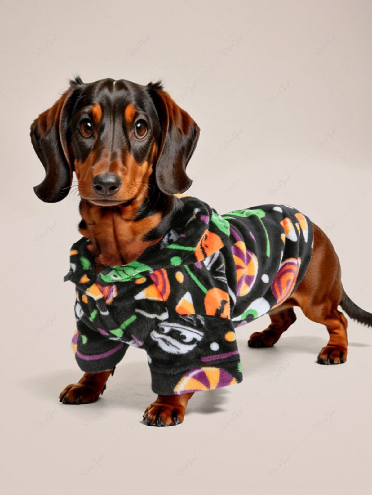 Pet's Halloween Costume Pumpkin Candy Dots Printed Fleece Hoodie