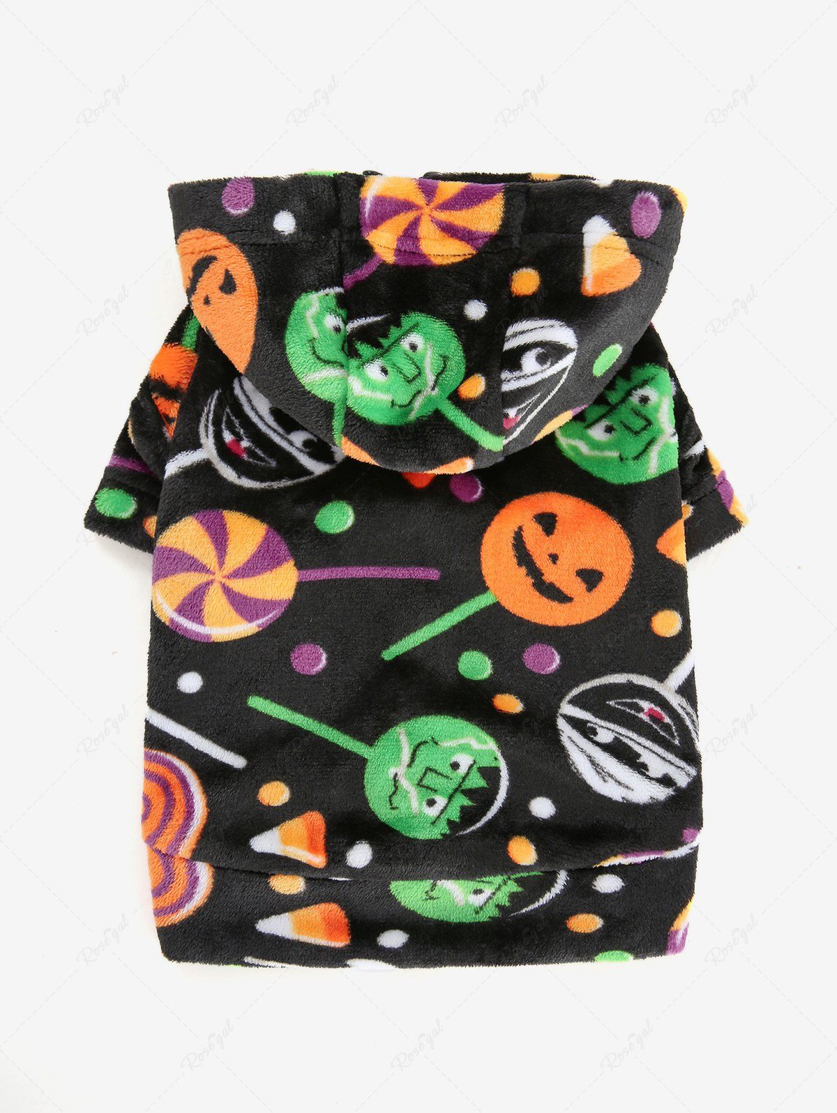 Pet's Halloween Costume Pumpkin Candy Dots Printed Fleece Hoodie