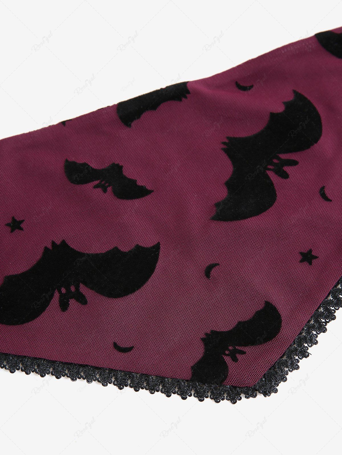 Pet's Bat Star Moon Flocking Floral Double Sides Bibs Bandana