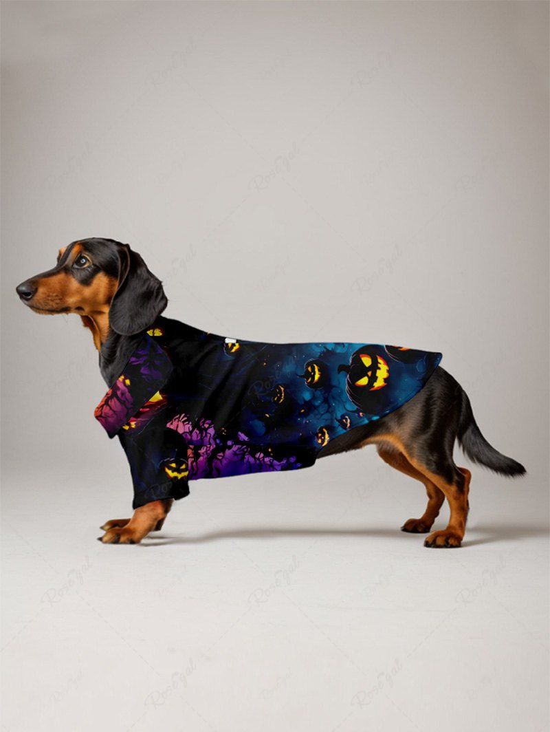 Pet's Pumpkin Ombre Midnight Printed Halloween Buttons Shirt