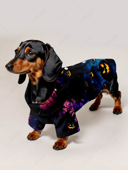 Pet's Pumpkin Ombre Midnight Printed Halloween Buttons Shirt