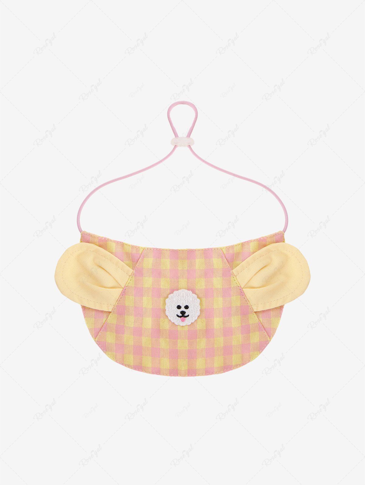 Pet's Plaid Printed Ears Dog Appliques Bibs Bandana