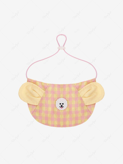 Pet's Plaid Printed Ears Dog Appliques Bibs Bandana