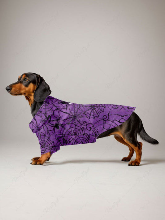 Pet's Halloween Spider Web Printed Shirt