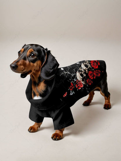 Pet's Halloween Rose Flower Skulls Printed Shirt