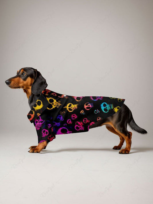 Pet's Halloween Colorful Skulls Printed Shirt