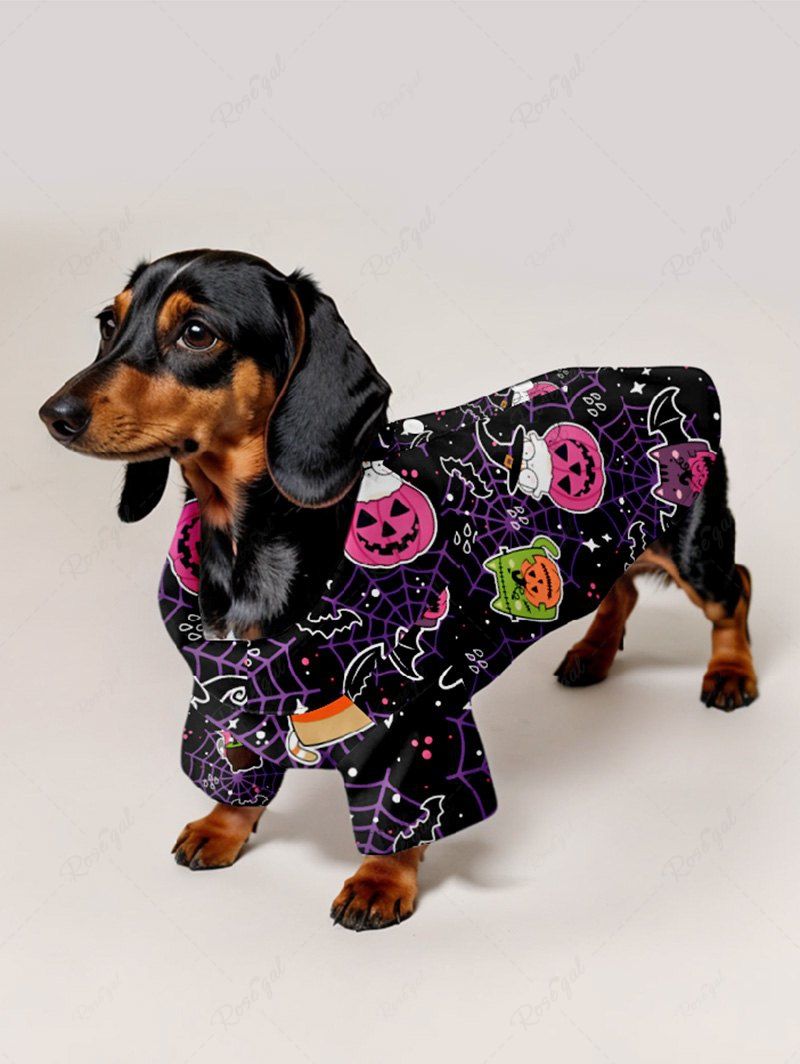 Pet's Halloween Hat Pumpkin Bat Printed Shirt