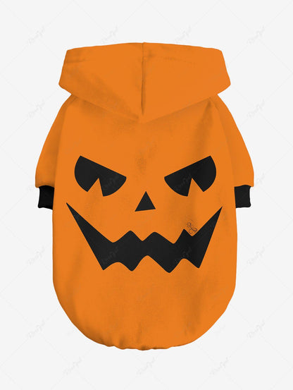 Pet's Halloween Costume Pumpkin Face Printed Buttons Hoodie