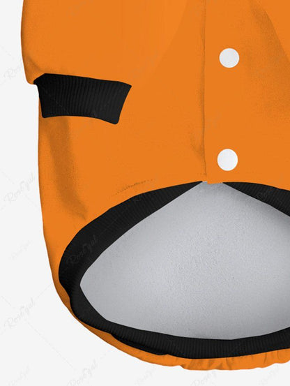 Pet's Halloween Costume Pumpkin Face Printed Buttons Hoodie