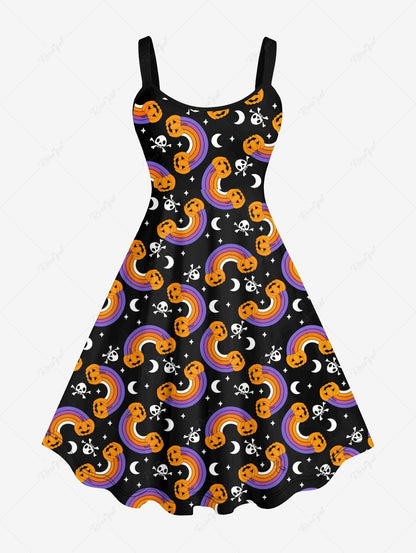 Halloween Costume Pumpkin Rainbow Star Moon Skulls Print Dog And Owner Matching Outfits