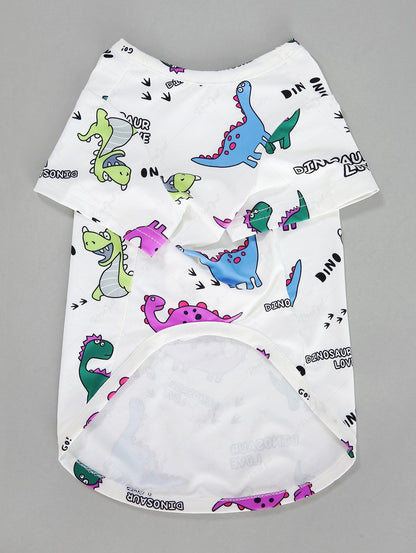 Pet's Colorful Dinosaur Letters Printed T-shirt