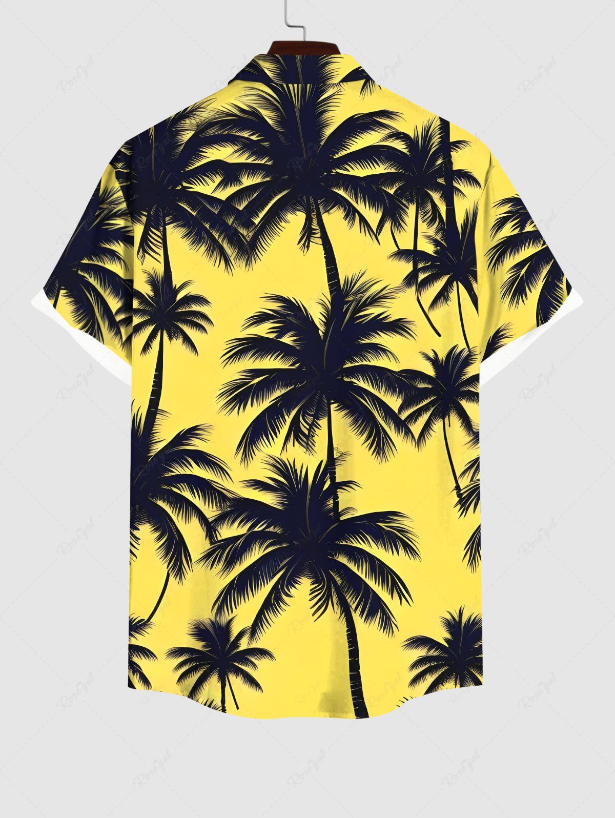 Coconut Tree Printed Buttons Pocket Hawaii Shirt For Men