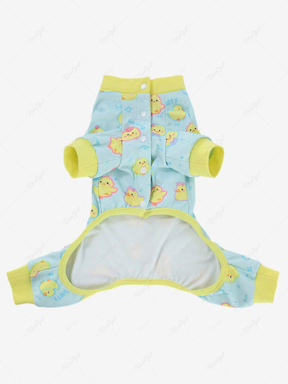 Pet's Cute Duck Printed Button Contrast Piping Pajama