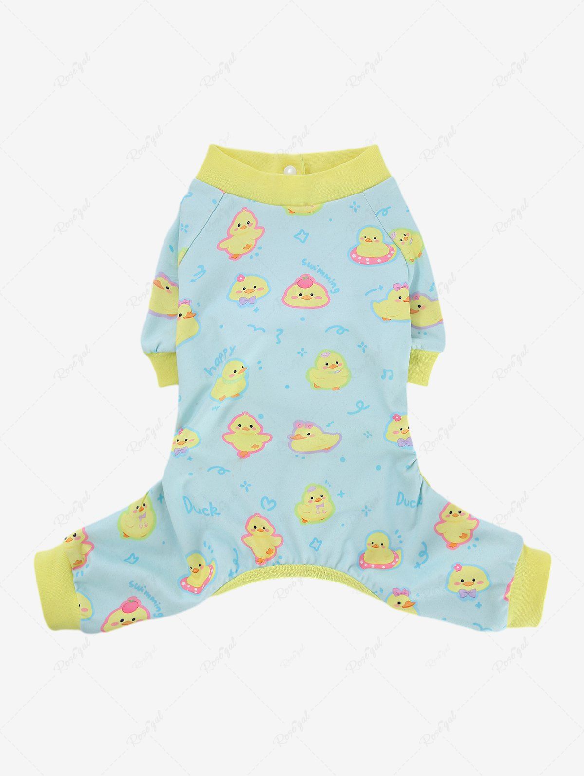 Pet's Cute Duck Printed Button Contrast Piping Pajama