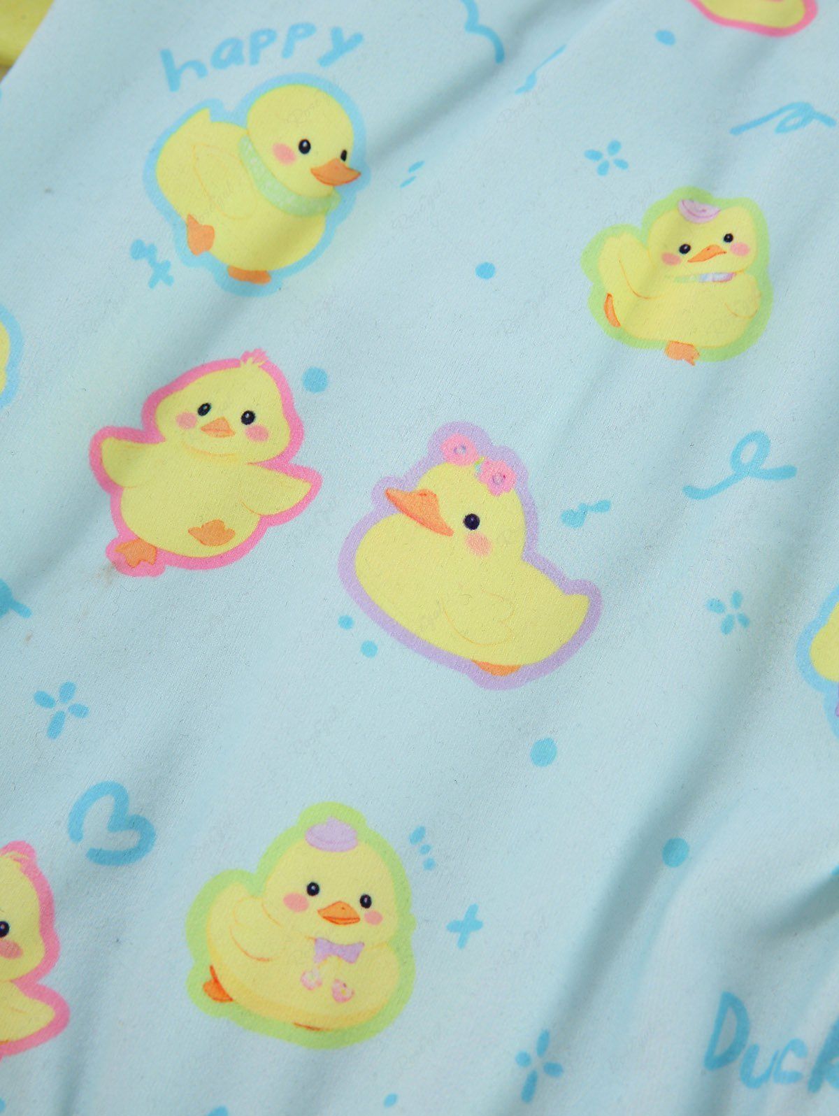 Pet's Cute Duck Printed Button Contrast Piping Pajama