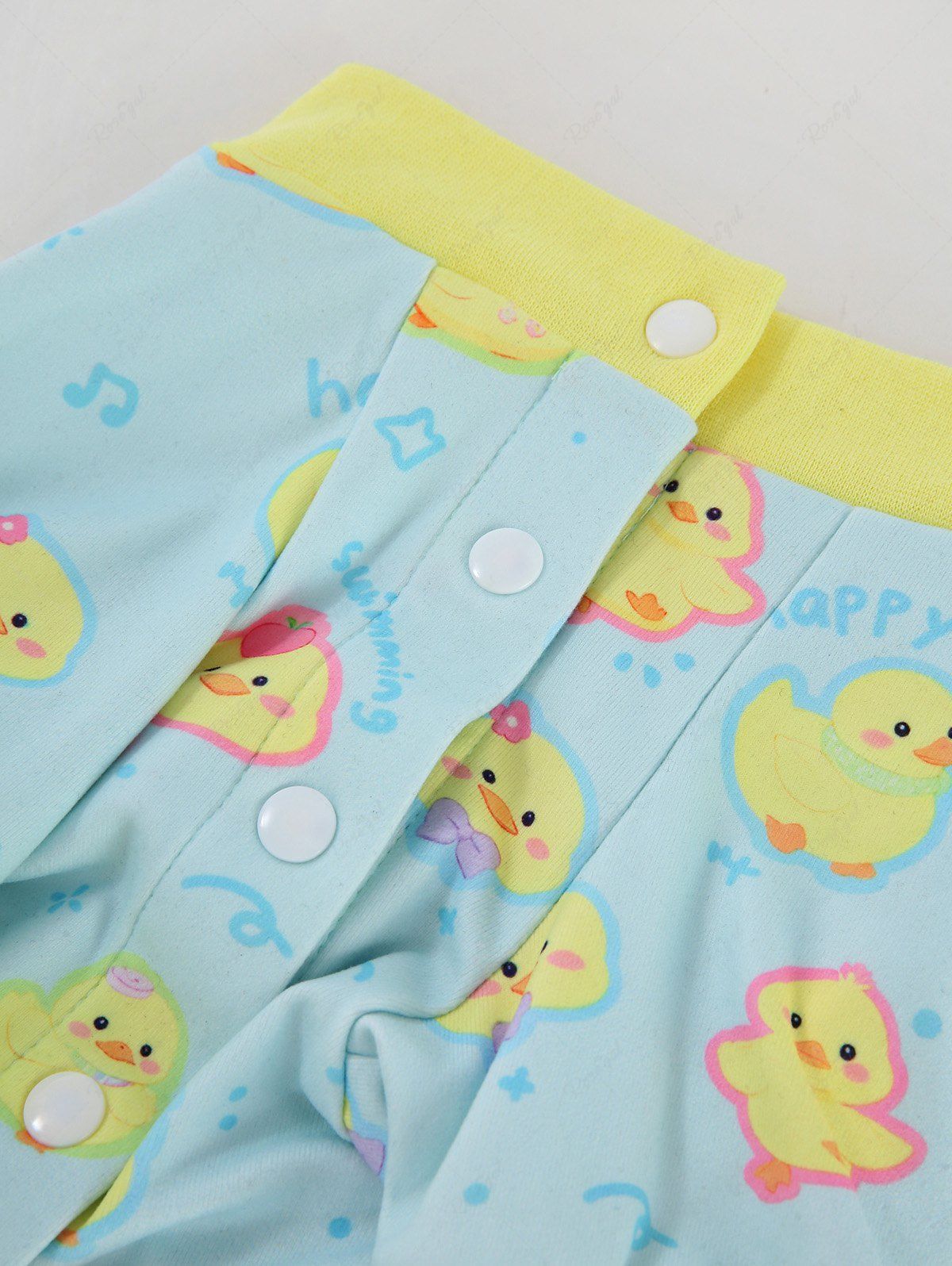 Pet's Cute Duck Printed Button Contrast Piping Pajama