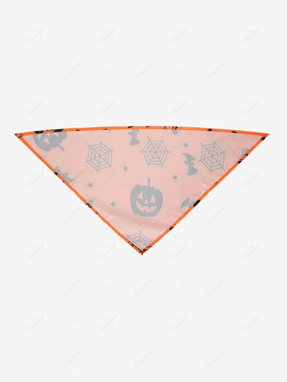 Pet's Halloween Witch Costume Pumpkin Bat Star Spider Web Printed Bandana and Hat