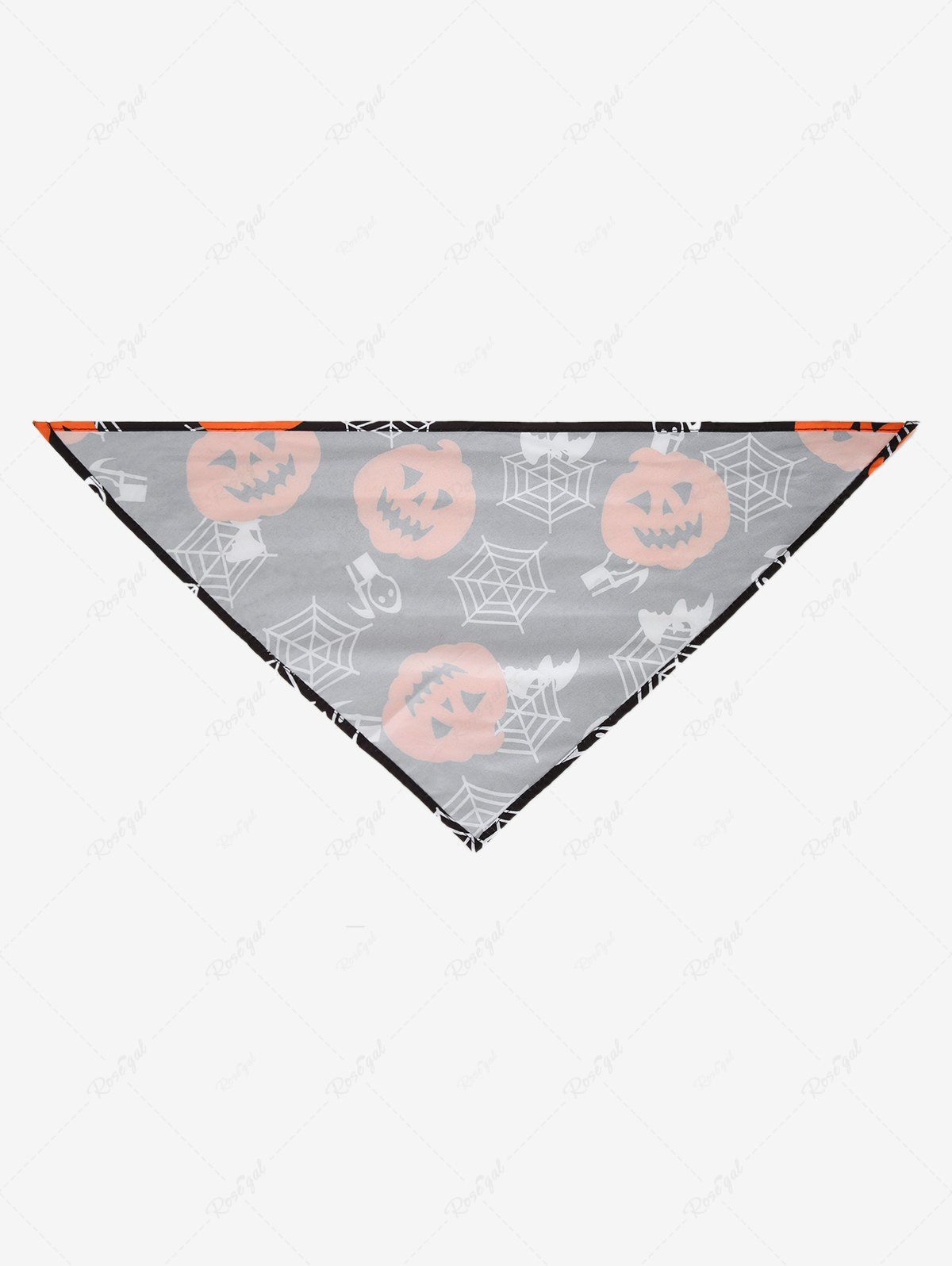 Pet's Halloween Witch Costume Pumpkin Spider Web Printed Bibs Bandana and Hat